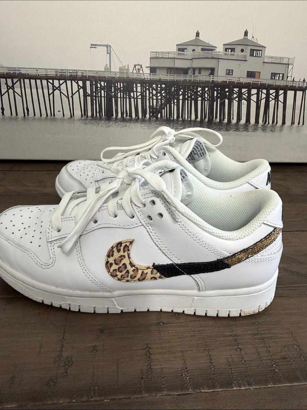Nike Dunk Low Gold Leopard Swoosh size 7 1/2 - Picture 5 of 7